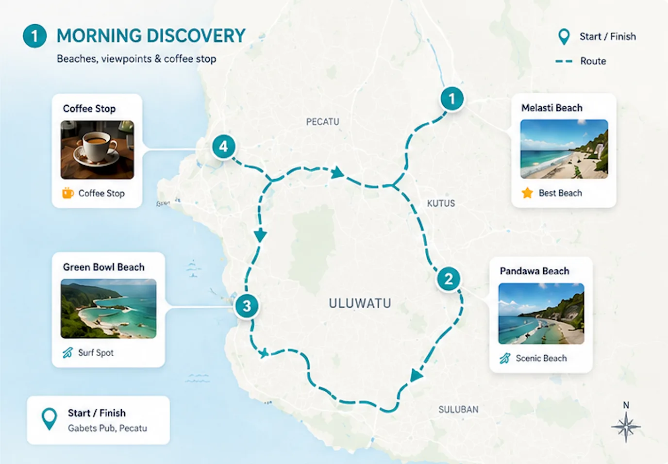Morning Discovery route around the Bukit Peninsula, Bali